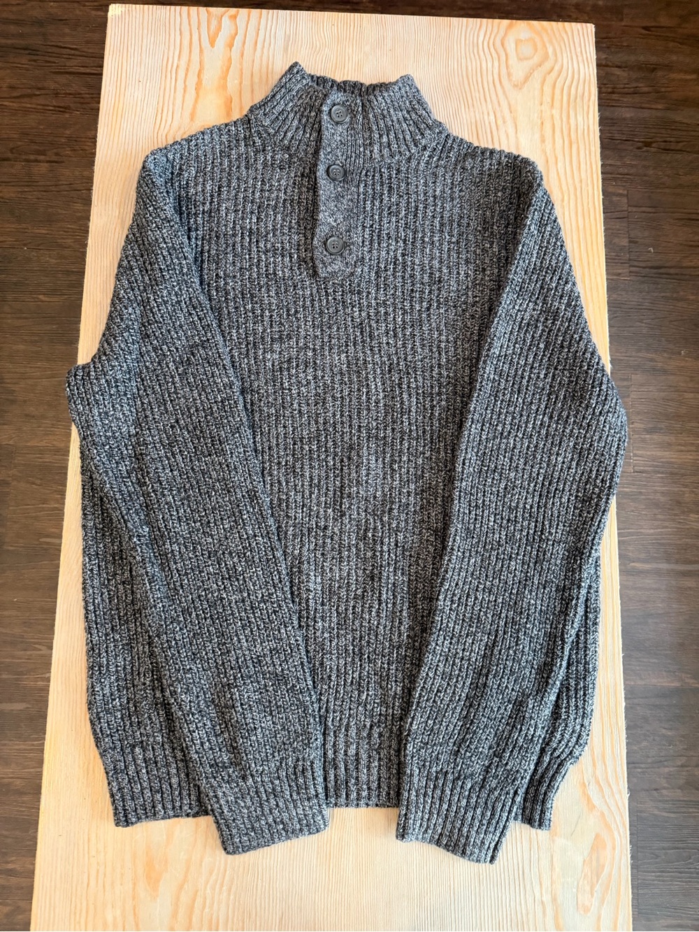 Banana Republic Charcoal Gray Ribbed Button Mock Neck Sweater for Men - New